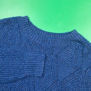 SONOMA Goods For Life Women Blue Textured Knit Sweater Long Sleeve Size M